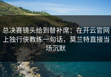 总决赛镜头给到替补席：在开云官网上独行侠教练一句话，莫兰特直接当场沉默