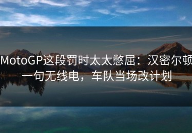 MotoGP这段罚时太太憋屈：汉密尔顿一句无线电，车队当场改计划