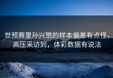 世预赛里孙兴慜的样本偏差有点怪，高压采访到，体彩数据有说法