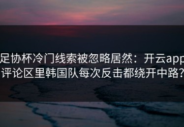 足协杯冷门线索被忽略居然：开云app评论区里韩国队每次反击都绕开中路？