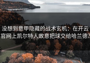 没想到意甲隐藏的战术玄机：在开云官网上凯尔特人故意把球交给哈兰德？