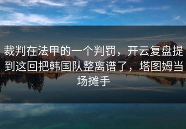 裁判在法甲的一个判罚，开云复盘提到这回把韩国队整离谱了，塔图姆当场摊手