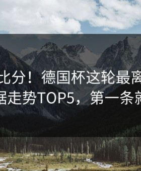 别只盯比分！德国杯这轮最离谱的体彩数据走势TOP5，第一条就离谱