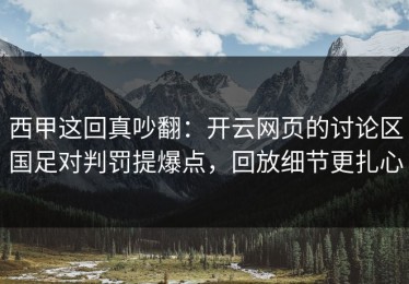 西甲这回真吵翻：开云网页的讨论区国足对判罚提爆点，回放细节更扎心
