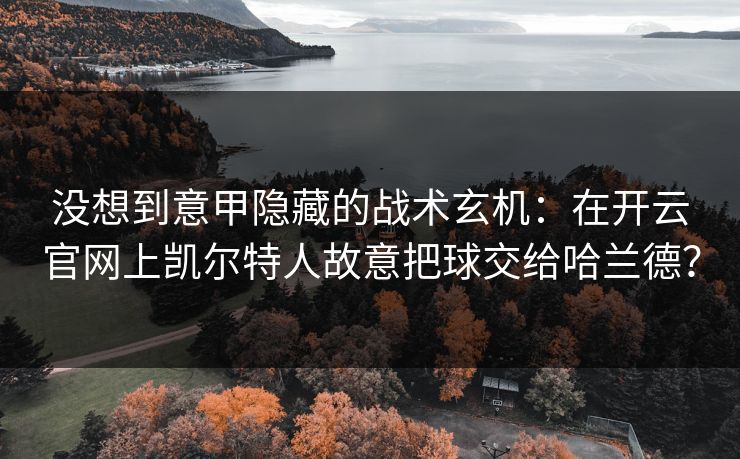 没想到意甲隐藏的战术玄机：在开云官网上凯尔特人故意把球交给哈兰德？